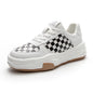 Leather Platform Checkerboard Casual Large Toe Shoes