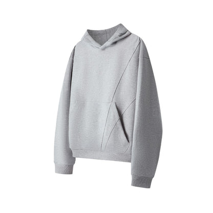 Solid Color Hooded Stitching Thread Sweater