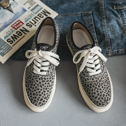 Low-Top Leopard Leather Casual Vintage British Sneakers