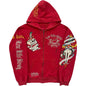 American Retro Cartoon Printed Hooded Loose Zip Top