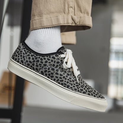 Low-Top Leopard Leather Casual Vintage British Sneakers