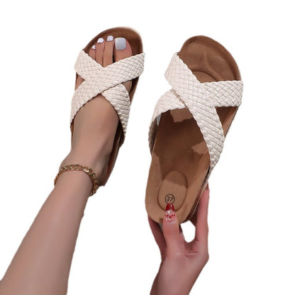 Plus Size Cross Strap Platform Slippers Female