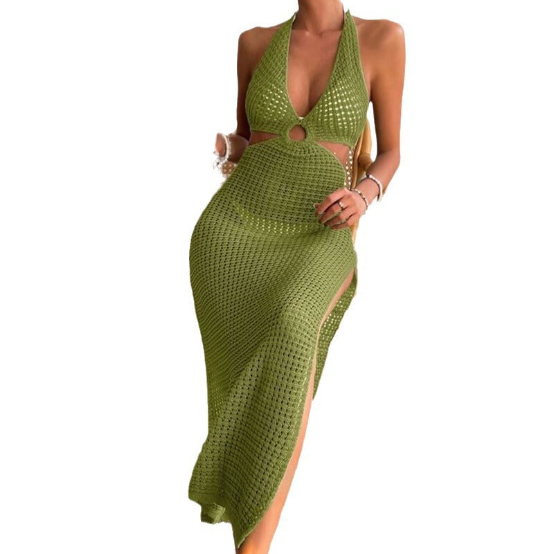 European And American Summer Beach Dress Women's Solid Color Sexy