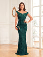 Green Sequined Sexy High Waist Fishtail Long Evening Dress