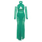 Cross-halterneck Jumpsuit Ribbon High Waist Crimp Long Dress Suit