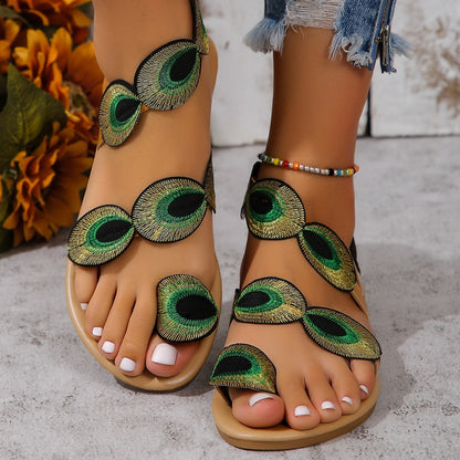 Peacock Eye Hair Beach Slippers Women